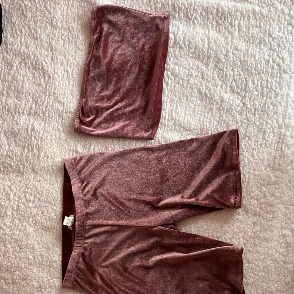 bozzolo tube top and biker short set, velvet